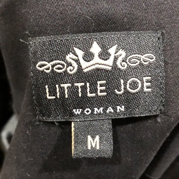 Little Joe Woman Blazer Suit Jacket Size Medium Black Whip Stitch Faux Leather - Picture 6 of 11